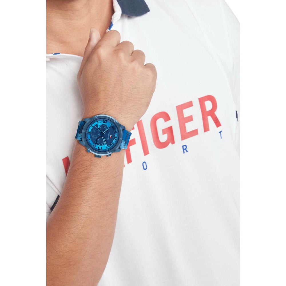 Th1791663 Tommy Hilfiger Blue Dial Multifunction Silicon Men's Watch| TH1792073