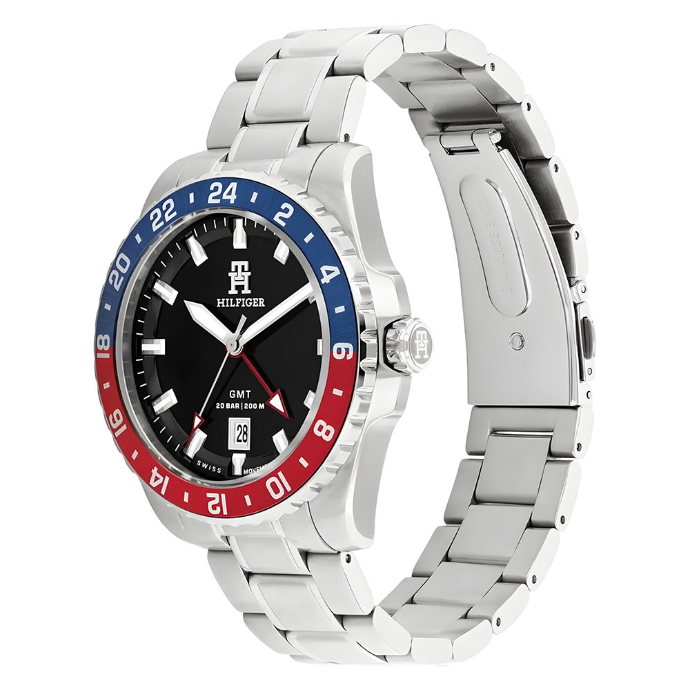 TOMMY HILFIGER ANALOGUE PEPSI BEZEL BLACK DIAL MEN'S WATCH TH1792131