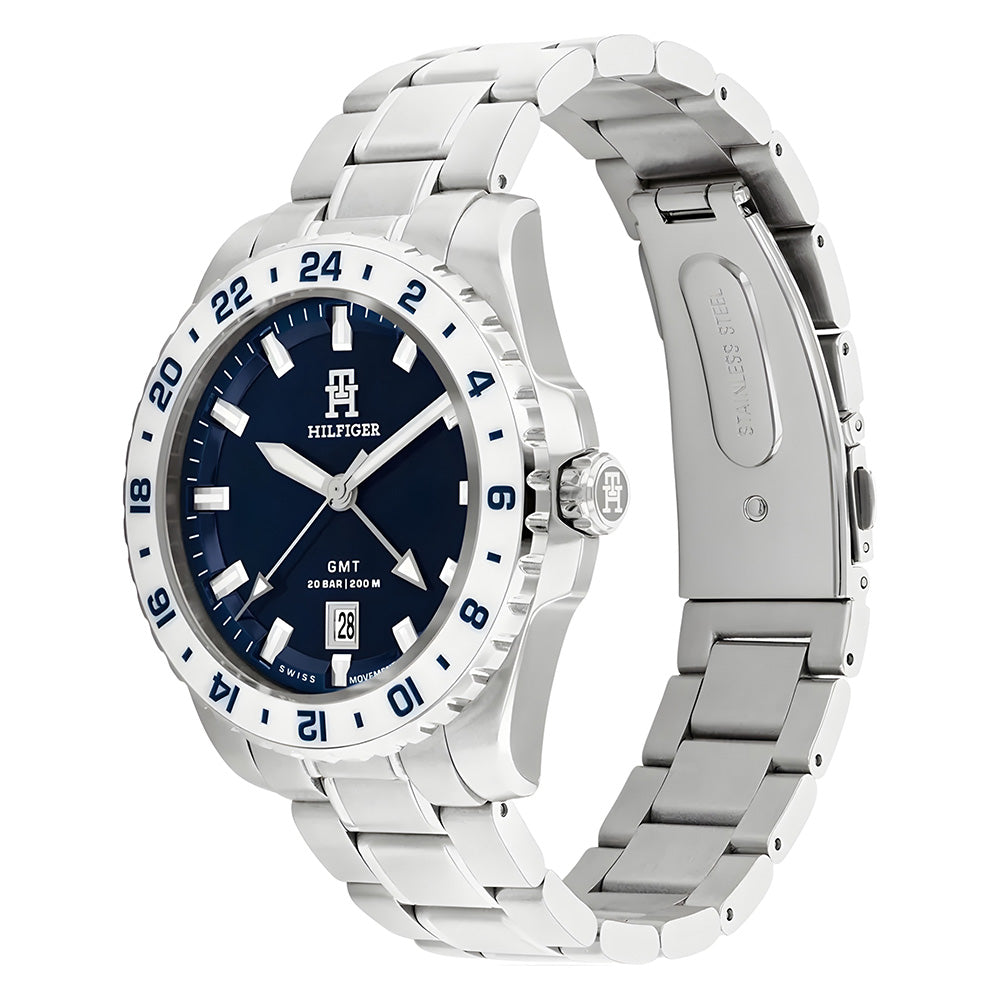 TOMMY HILFIGER ANALOGUE PEPSI BEZEL BLACK DIAL MEN'S WATCH TH1792132