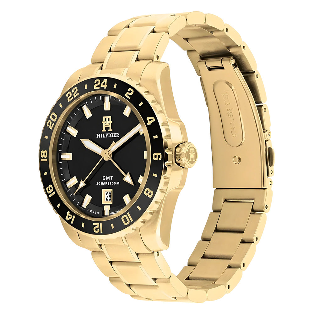 TOMMY HILFIGER GOLD TONE BLACK DIAL MEN'S WATCH TH1792133