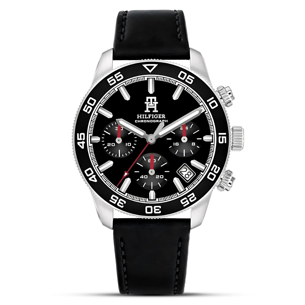 Tommy Hilfiger Leather Strap Black Dial Men's Watch | TH1792162
