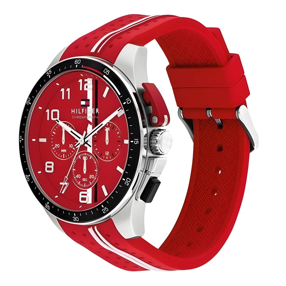 TOMMY HILFIGER ANALOGUE RED SILICON STRAP MEN'S WATCH TH1792170