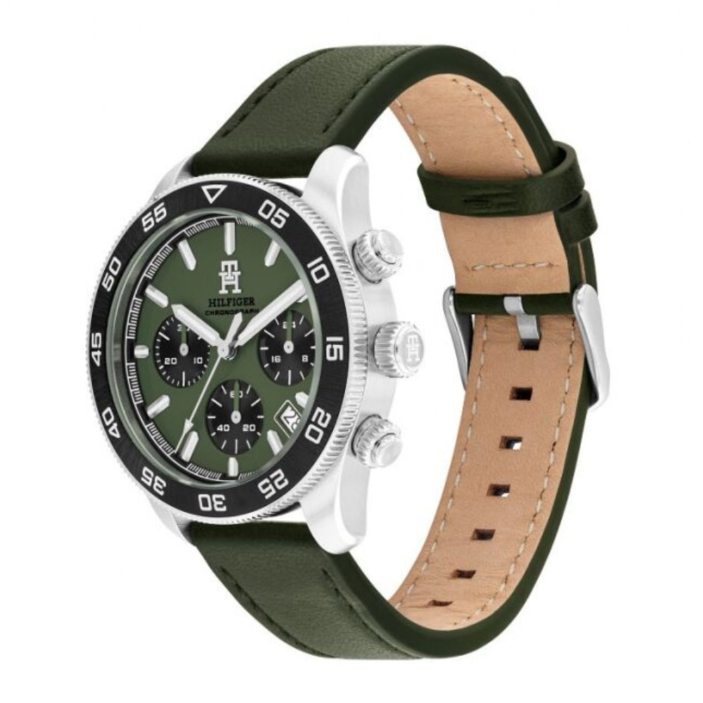 Tommy Hilfiger Green Leather Strap Men's Watch | TH1792188