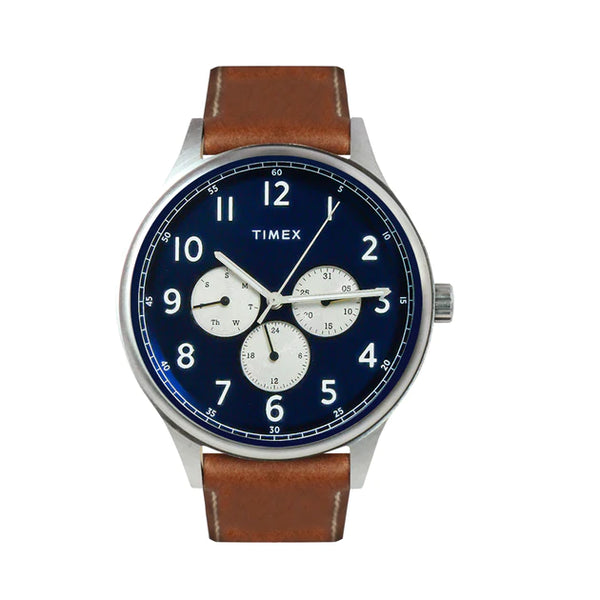 Timex Multifunction Blue Dial Brown Strap Men's Watch| TWEG184SMU18