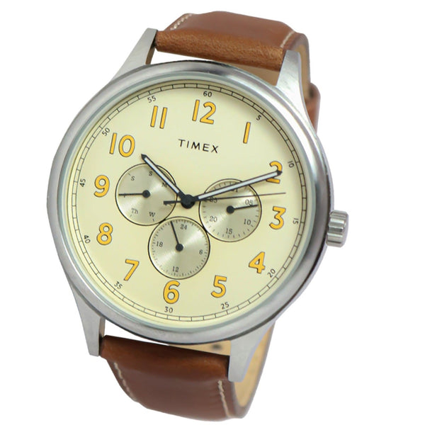 Timex Multifunction White Dial Brown Strap Men's Watch| TWEG184SMU19