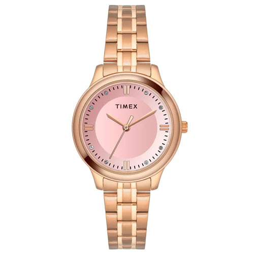 Timex Rose-Gold Tone Pink Dial Ladies Watch| TWEL149SMU01