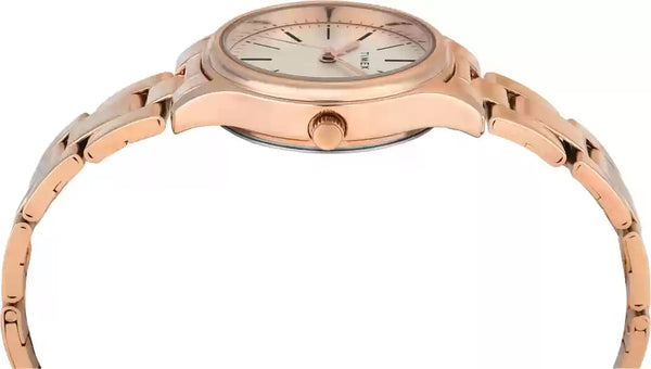 Timex Rose-Gold Tone White Dial Ladies Watch| TWTL87SMU09