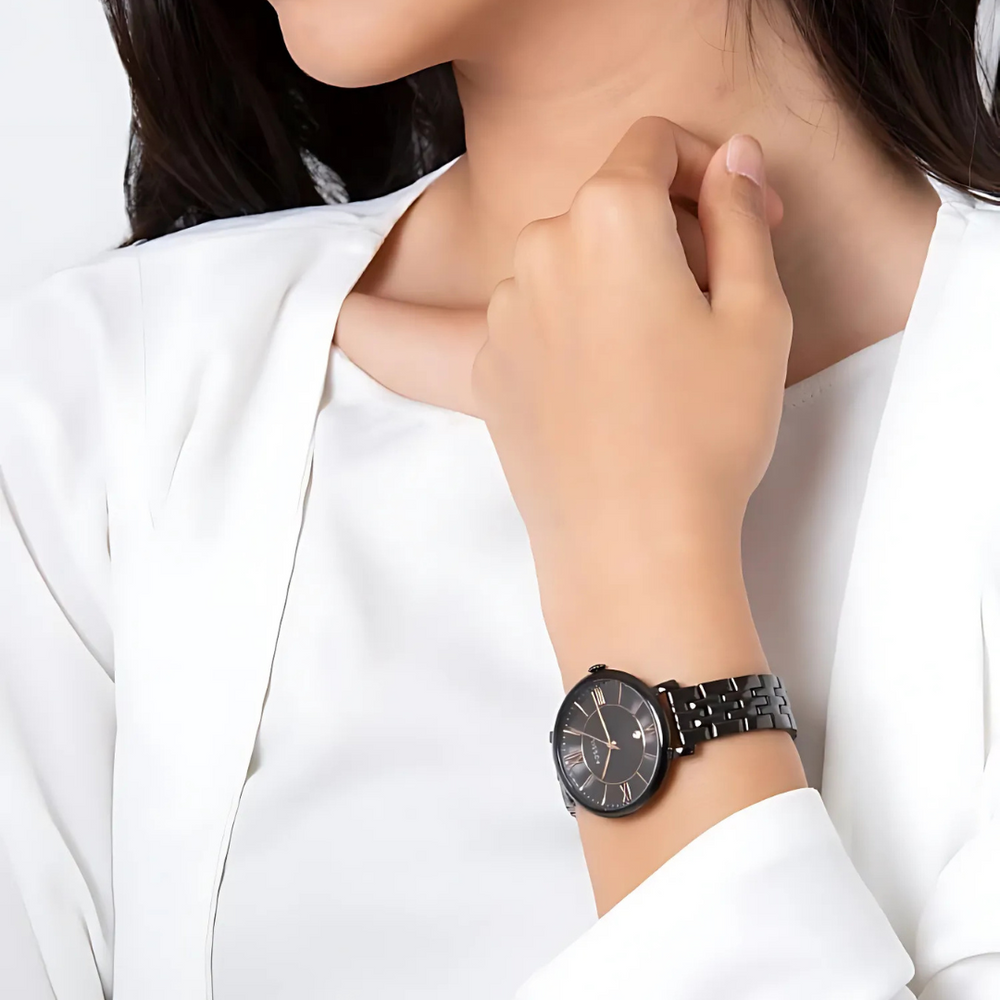 Fossil Women s Jacqueline Black Dial Stainless Steel Watch ES3614