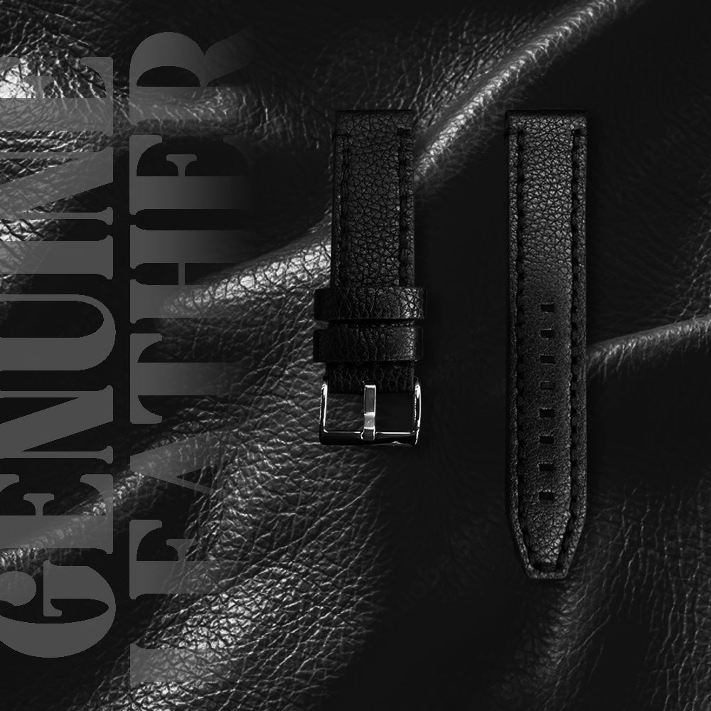 Cavern 24mm Full Grain Black Leather Strap