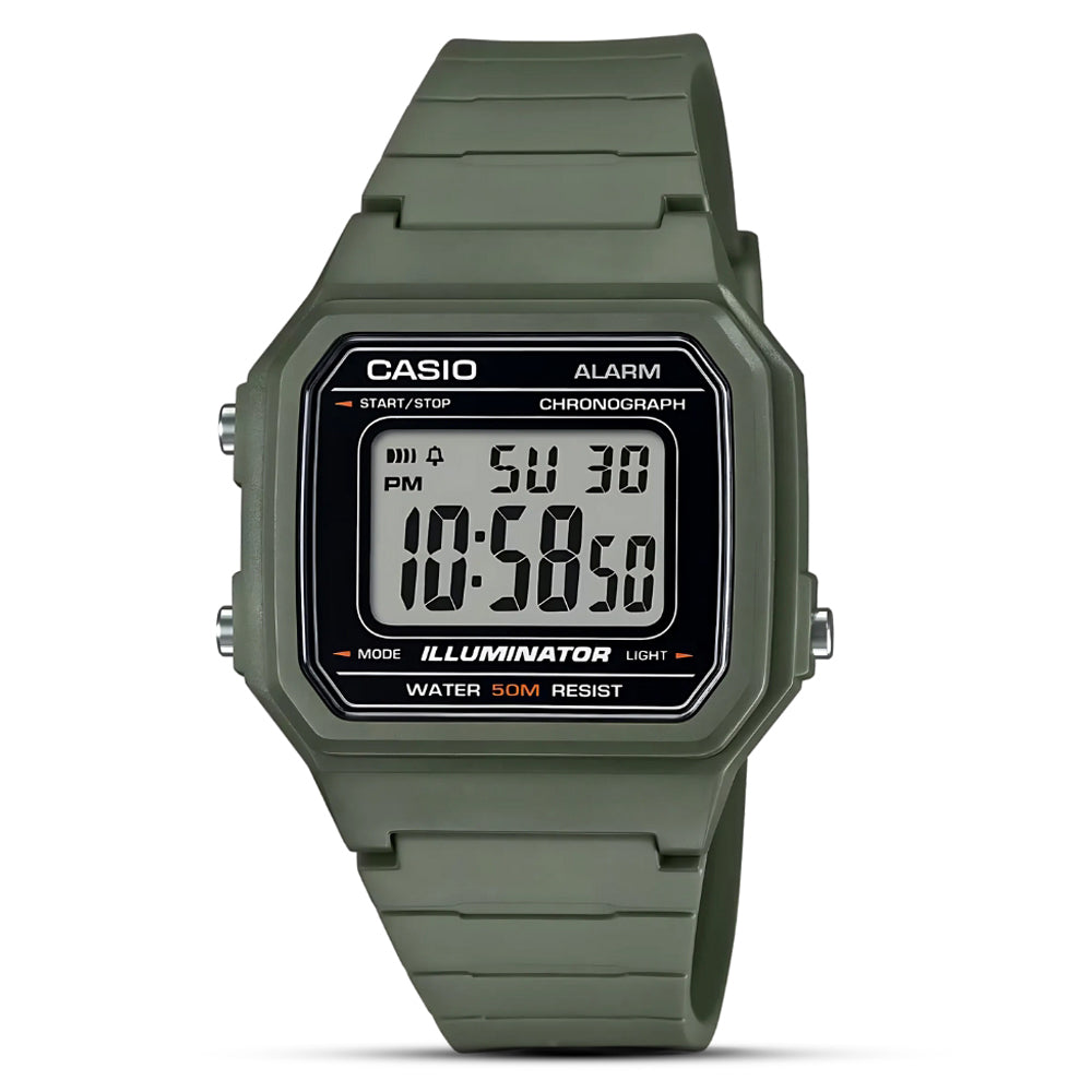 Casio Youth Digital Green Strap Men's Watch | W-217H-3AVDF