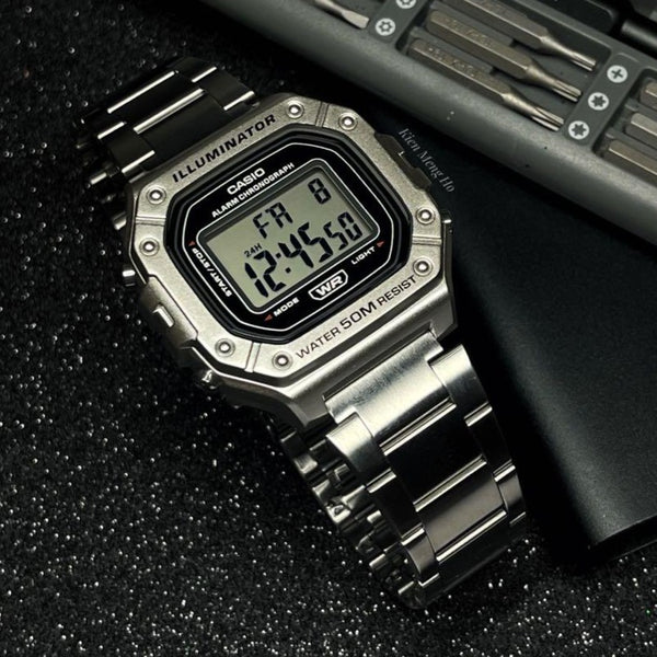 Casio "Illuminator" Digital Stainless Steel Men's Watch| W-218HD-1AVDF