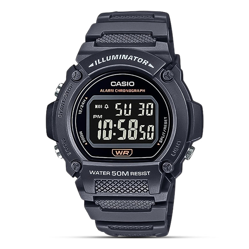 Casio Youth Digital Black Resin Band Men's Watch | W-219H-8BVDF