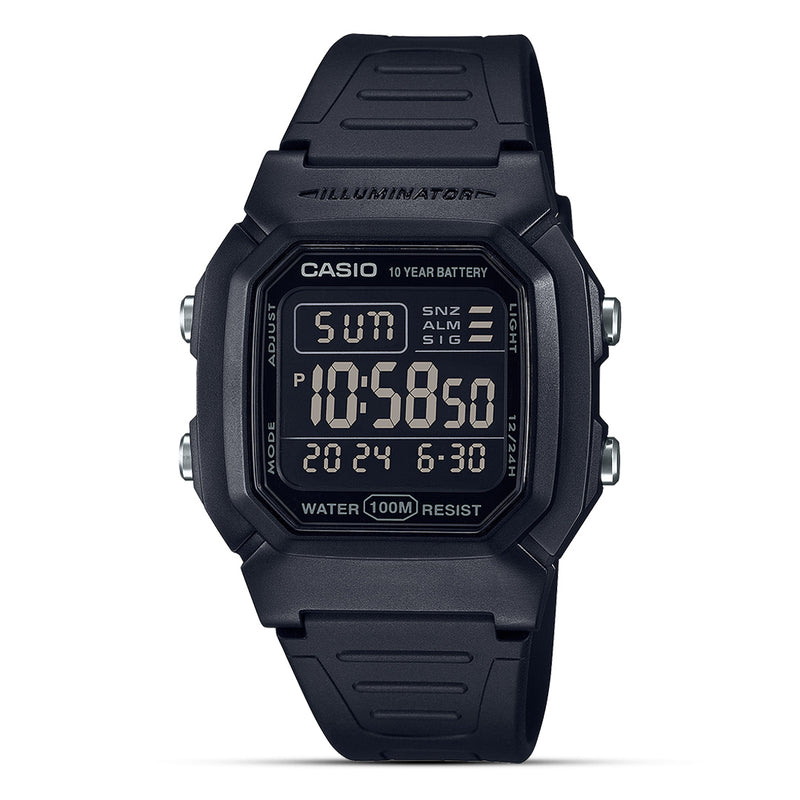 Casio Youth Digital Black Dial Resin Band Men's Watch | W-800H-1BVDF