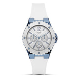 Guess Overdrive Silver Dial Silicone Strap Ladies Watch | W0149L6