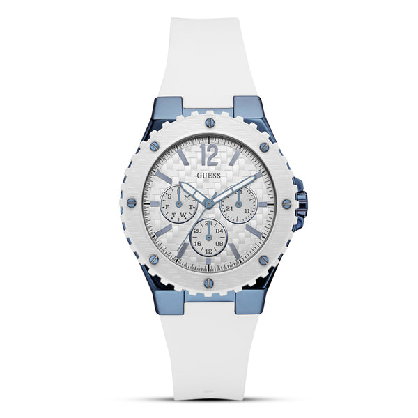 Guess Overdrive Silver Dial Silicone Strap Ladies Watch | W0149L6