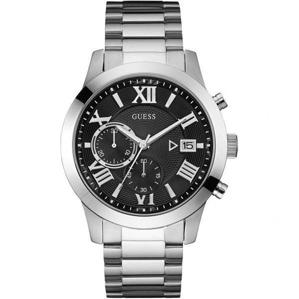 GUESS- Atlas Mens Quartz Watch with Stainless Steel Bracelet W0668G3