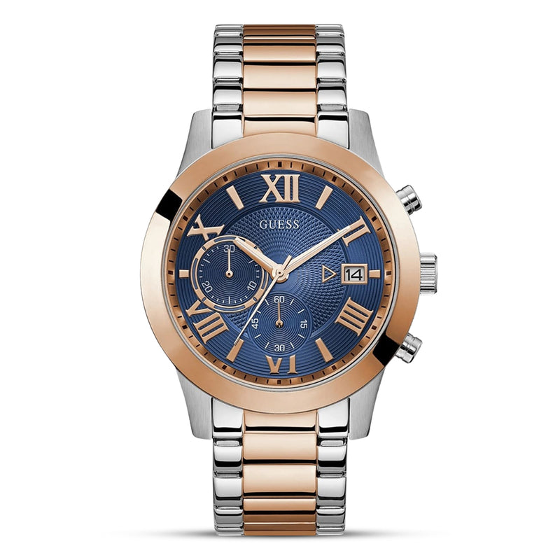 Guess Atlas Blue Dial Two-Tone Chronograph Watch | W0668G6