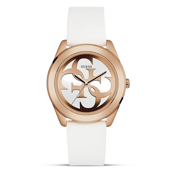 Guess G-Twist Rose Gold Dial Silicone Band Ladies Watch | W0911L5