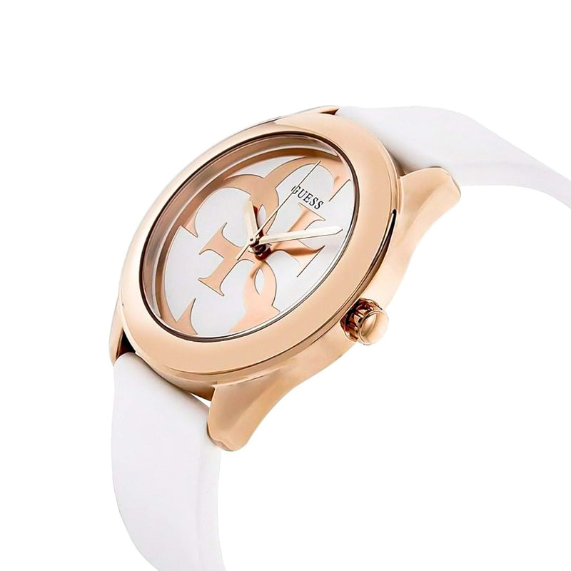 Guess G-Twist Rose Gold Dial Silicone Band Ladies Watch | W0911L5