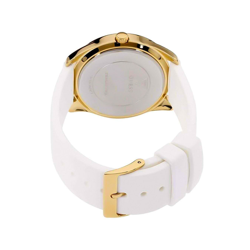 Guess G-Twist Gold Dial Silicone Band Ladies Watch | W0911L7