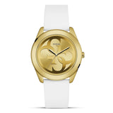 Guess G-Twist Gold Dial Silicone Band Ladies Watch | W0911L7