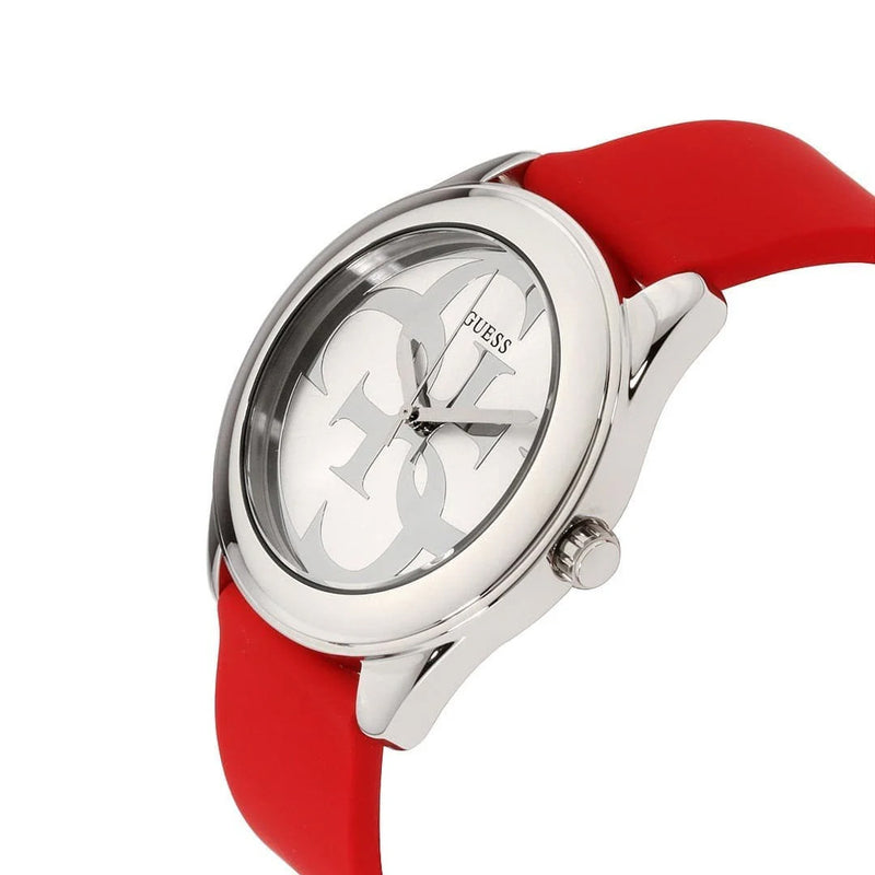 Guess G-Twist Silver Dial Silicone Band Ladies Watch | W0911L9