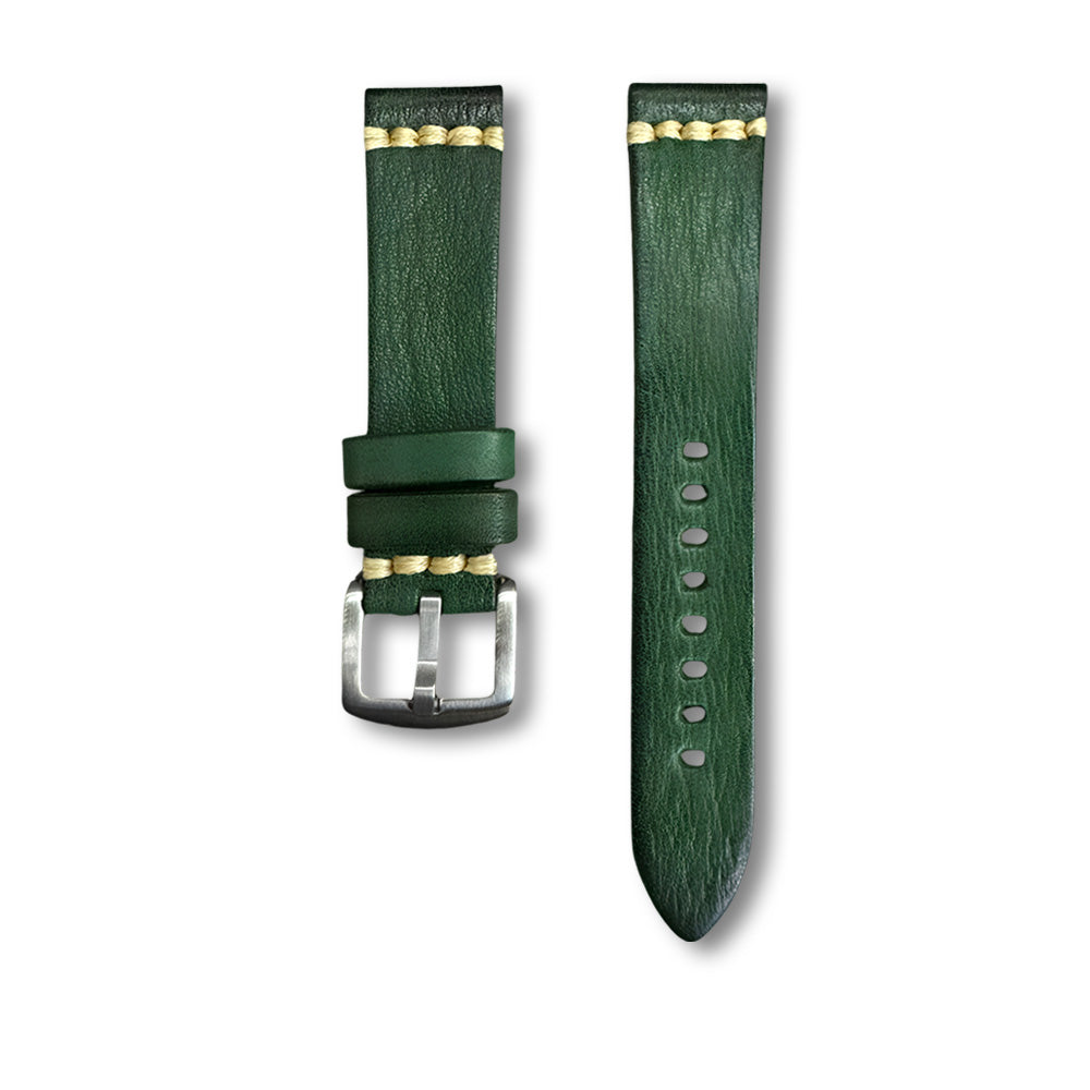 Cavern 20mm Coconut Texture Green Leather Strap