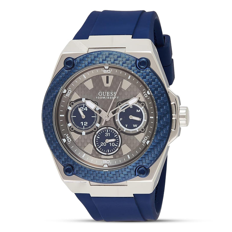 Guess Legacy Multifunction Blue Dial Silicone Strap Men's Watch | W1049G1