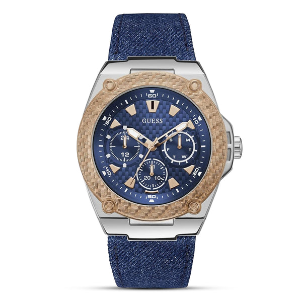 Guess Legacy Multifunction Blue Dial Leather Band Men's Watch| W1058G1