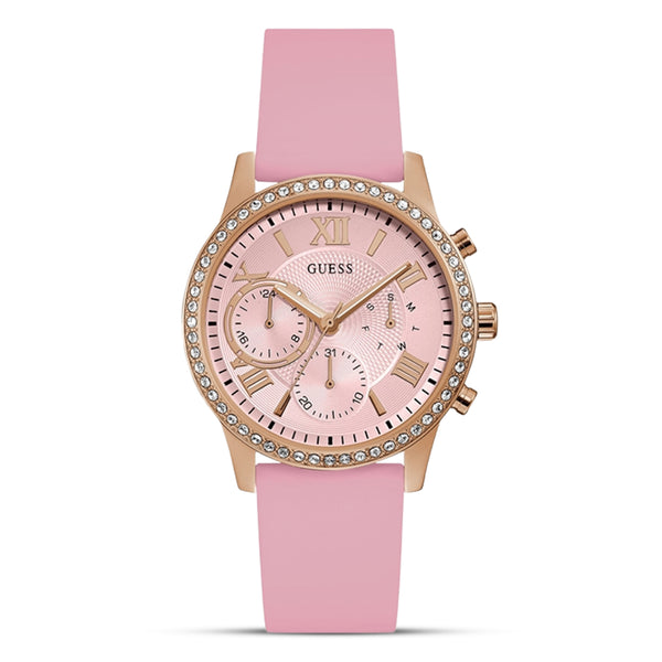 Guess Solar Multifunction Pink Dial Ladies Watch | W1135L2