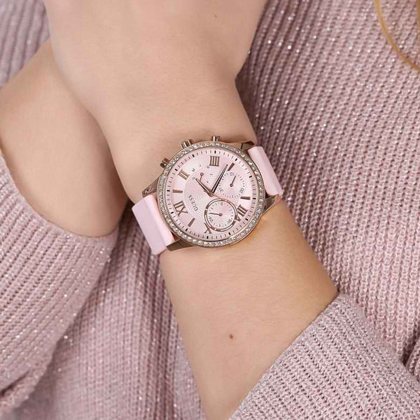 Guess Solar Multifunction Pink Dial Ladies Watch | W1135L2