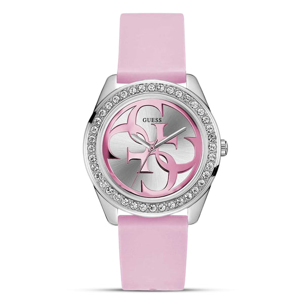 Guess G-Twist Pink-Silver Dial Silicone Band Ladies Watch | W1240L1