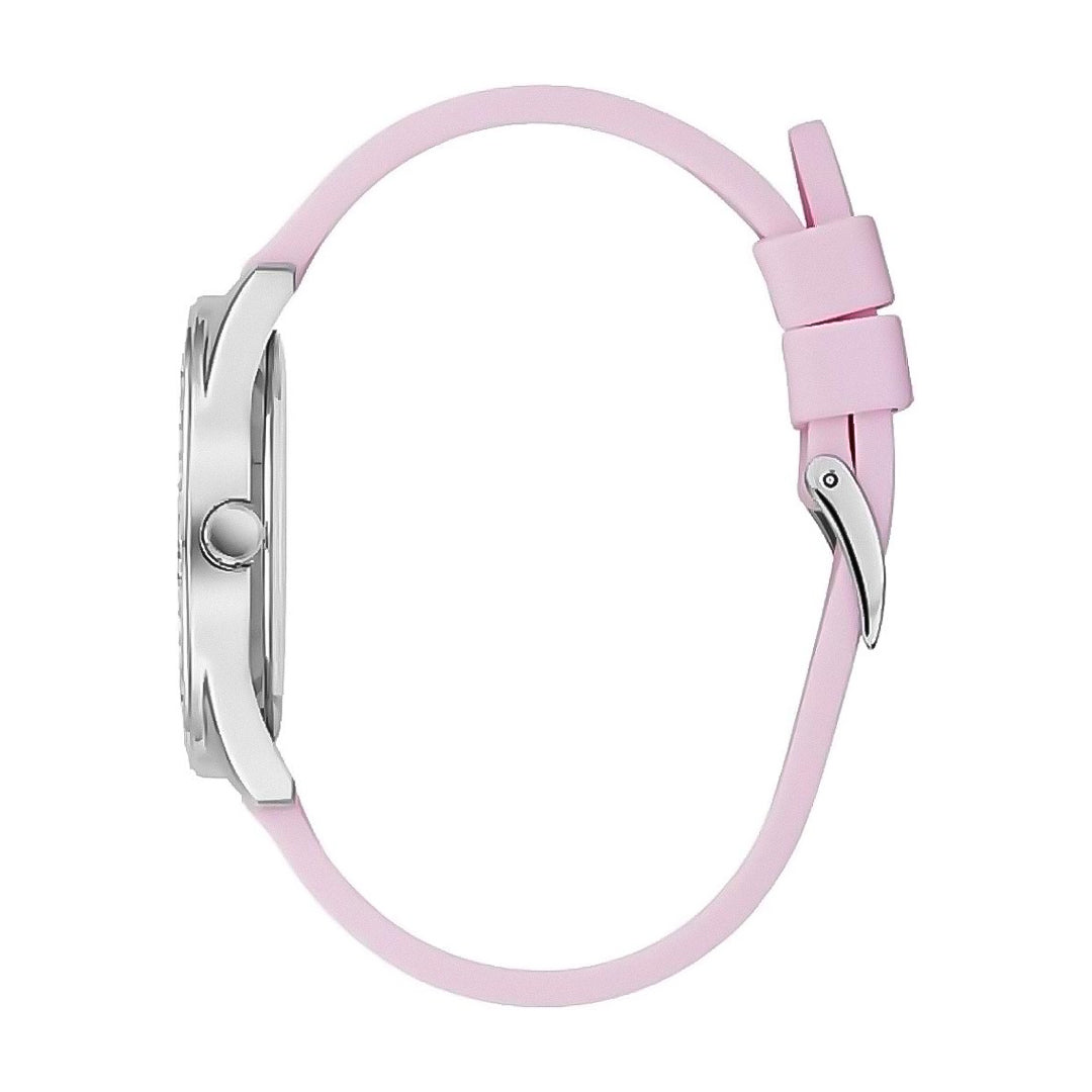 Guess G-Twist Pink-Silver Dial Silicone Band Ladies Watch | W1240L1