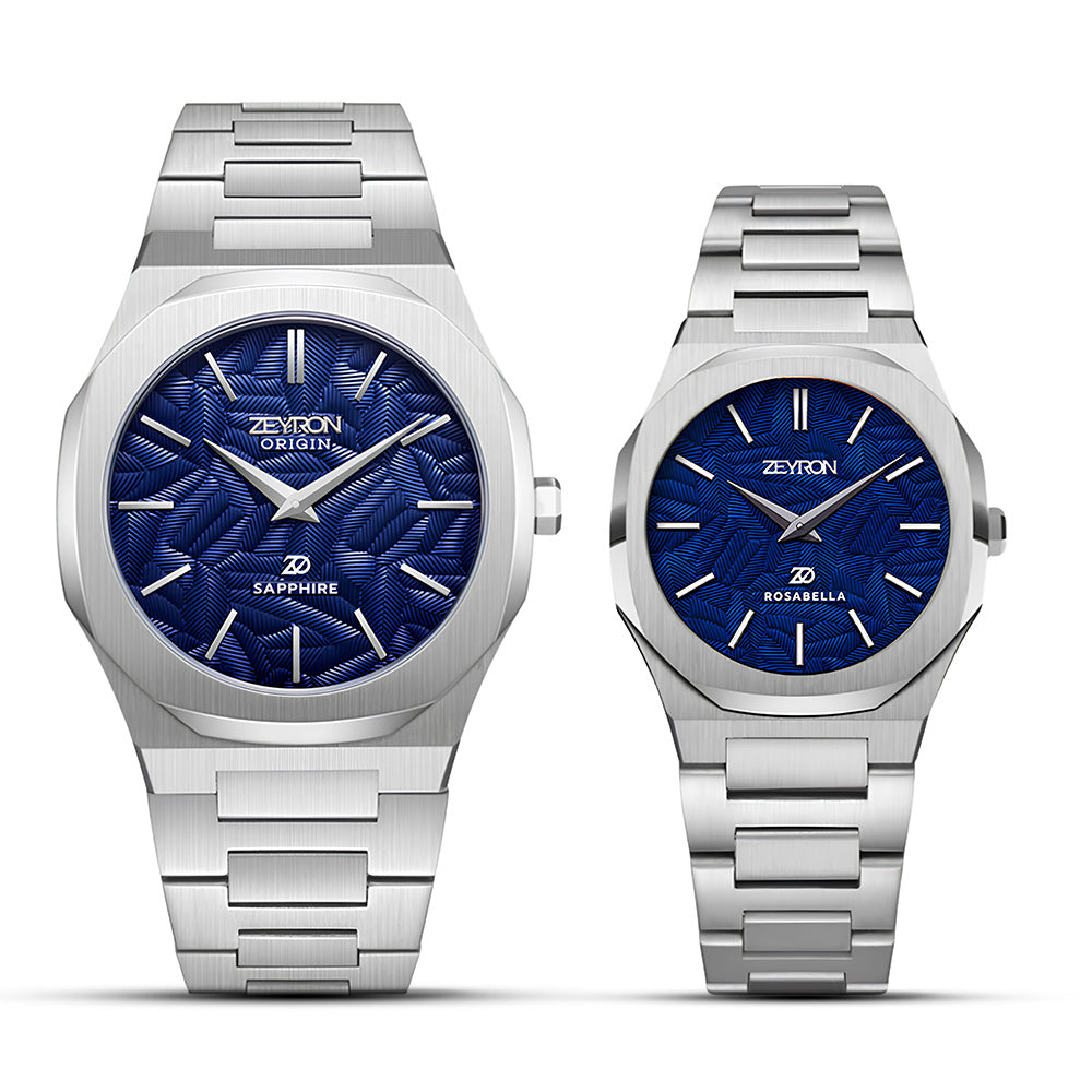 Zeyron Blue Dial Couple Watch | ZOF 2505/ZR 2565