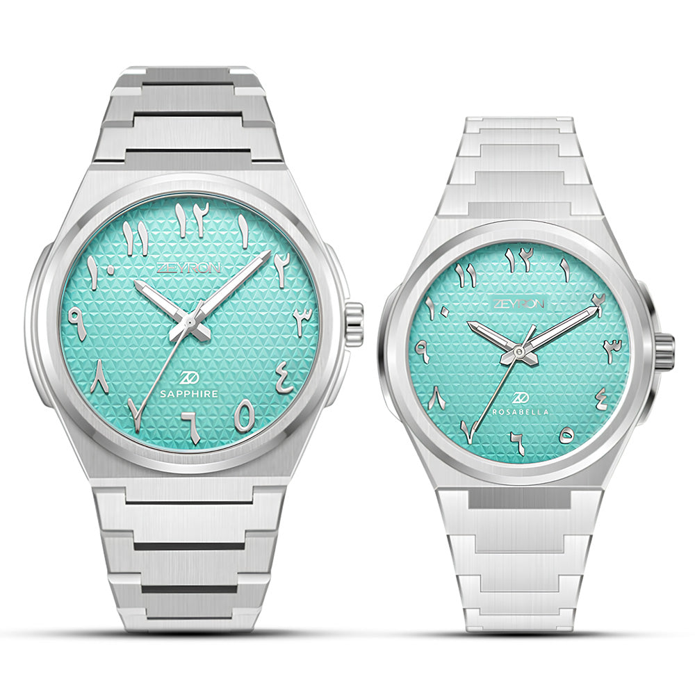 Zeyron Eastern Numeral AQUA Couple Watch | Zof 2510 / ZR 2563