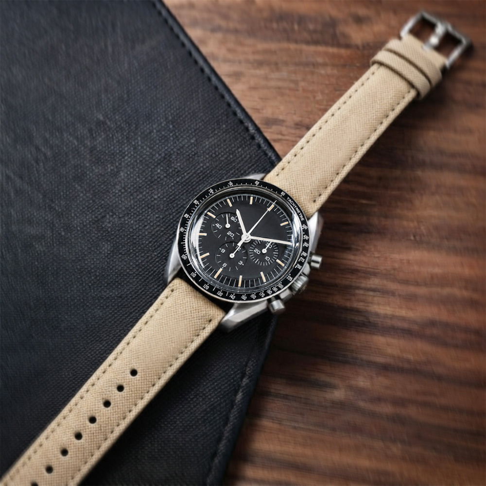 Zeyron 22mm Premium Sand Beige Sailcloth Watch Strap