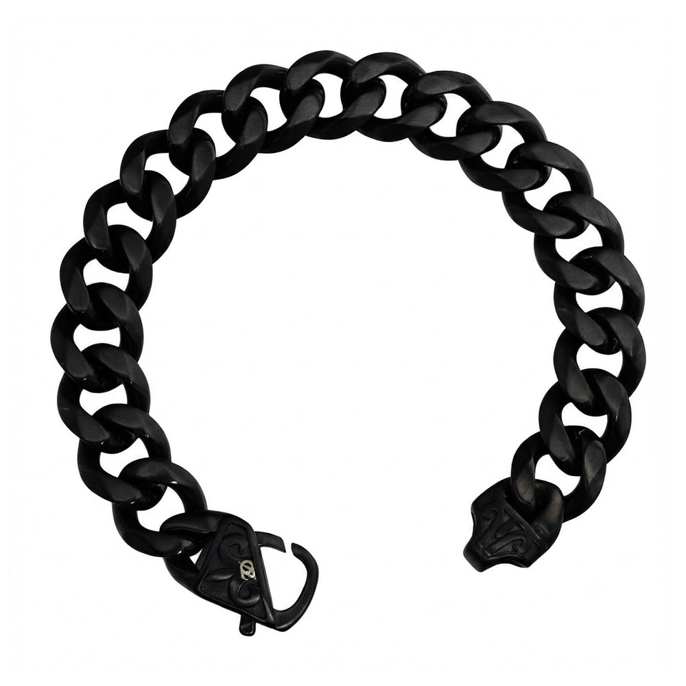 Zeyron Black Cuban Curb Stainless Steel Chain Bracelet