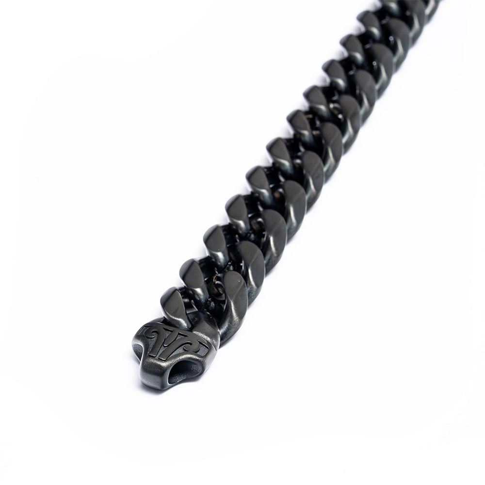 Zeyron Black Cuban Curb Stainless Steel Chain Bracelet