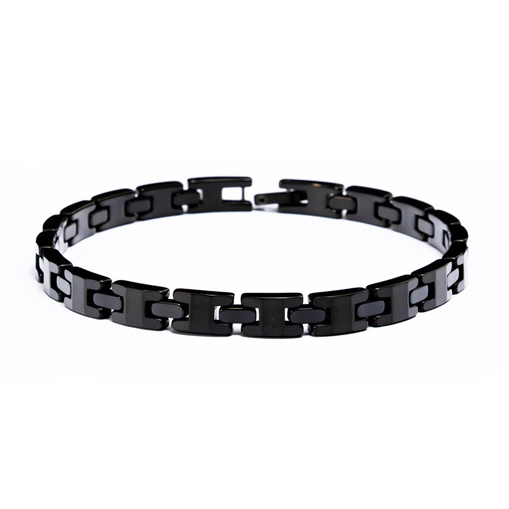 Zeyron Jet Black Solid Tungsten Carbide Bracelet