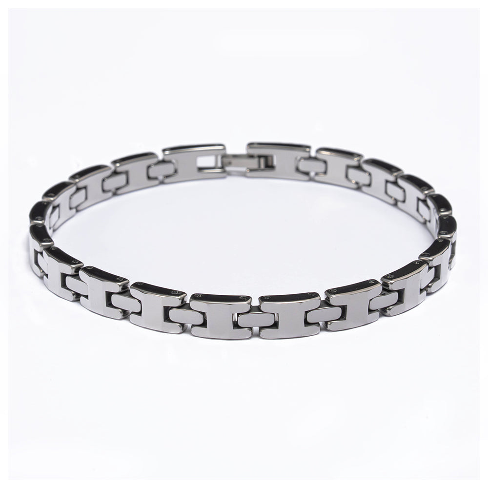 Zeyron Solid Silver-Tone Tungsten Carbide  Bracelet 