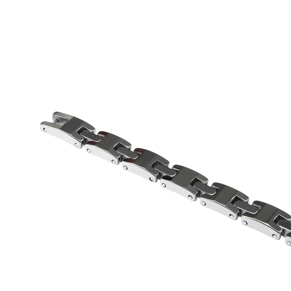 Zeyron Solid Silver-Tone Tungsten Carbide  Bracelet 