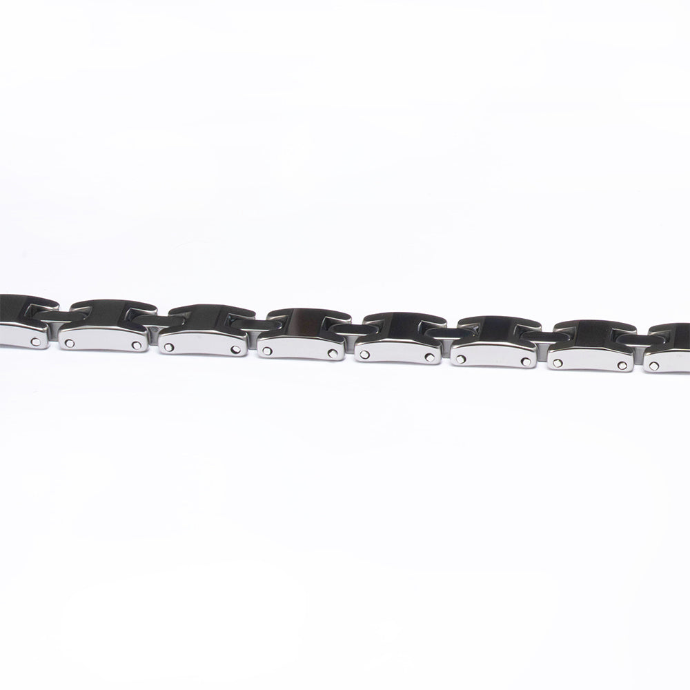 Zeyron Solid Silver-Tone Tungsten Carbide  Bracelet 