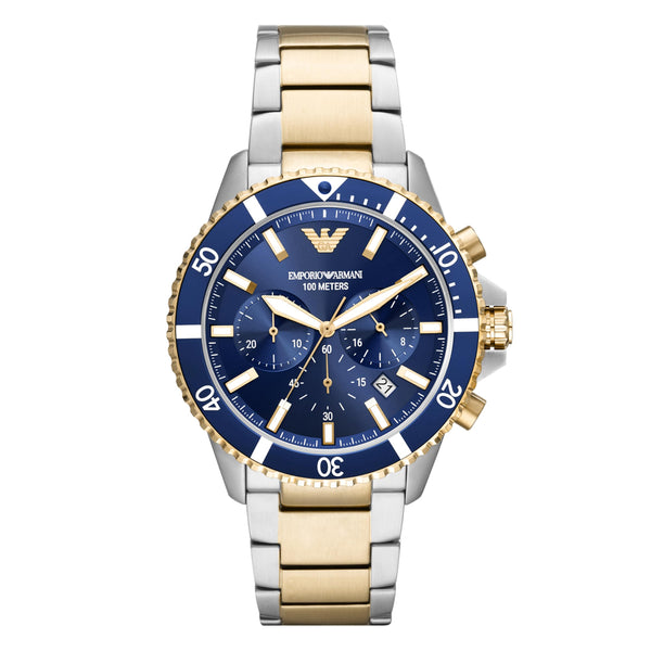 Emporio Armani Chronograph Two Tone Blue Dial Men's Watch | AR11362