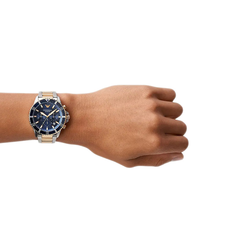 Emporio Armani Chronograph Two Tone Blue Dial Men's Watch | AR11362