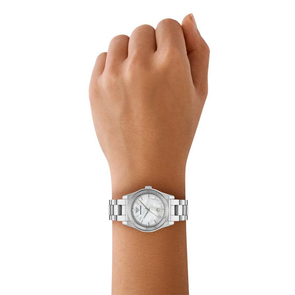 Emporio Armani MOP White Dial Ladies Watch | AR11723