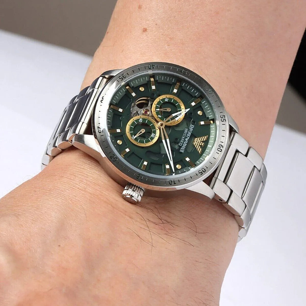 Emporio Armani Mario Automatic Multi Green Men's Watch| AR60053 Emporio Armani Mario Automatic Multi Green Men's Watch| AR60053