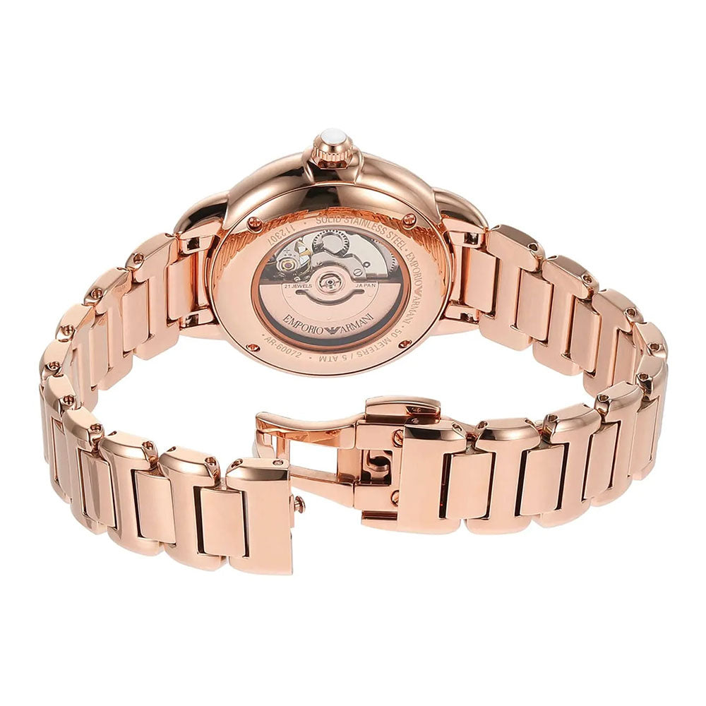 Emporio Armani Open Heart Automatic Rose Gold-Tone Ladies Watch AR60072