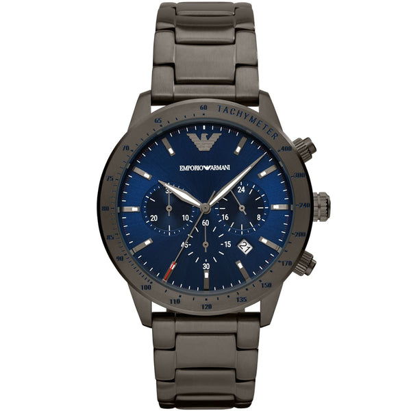 Emporio Armani Chronograph Gunmetal Blue Dial Men's Watch | AR80045