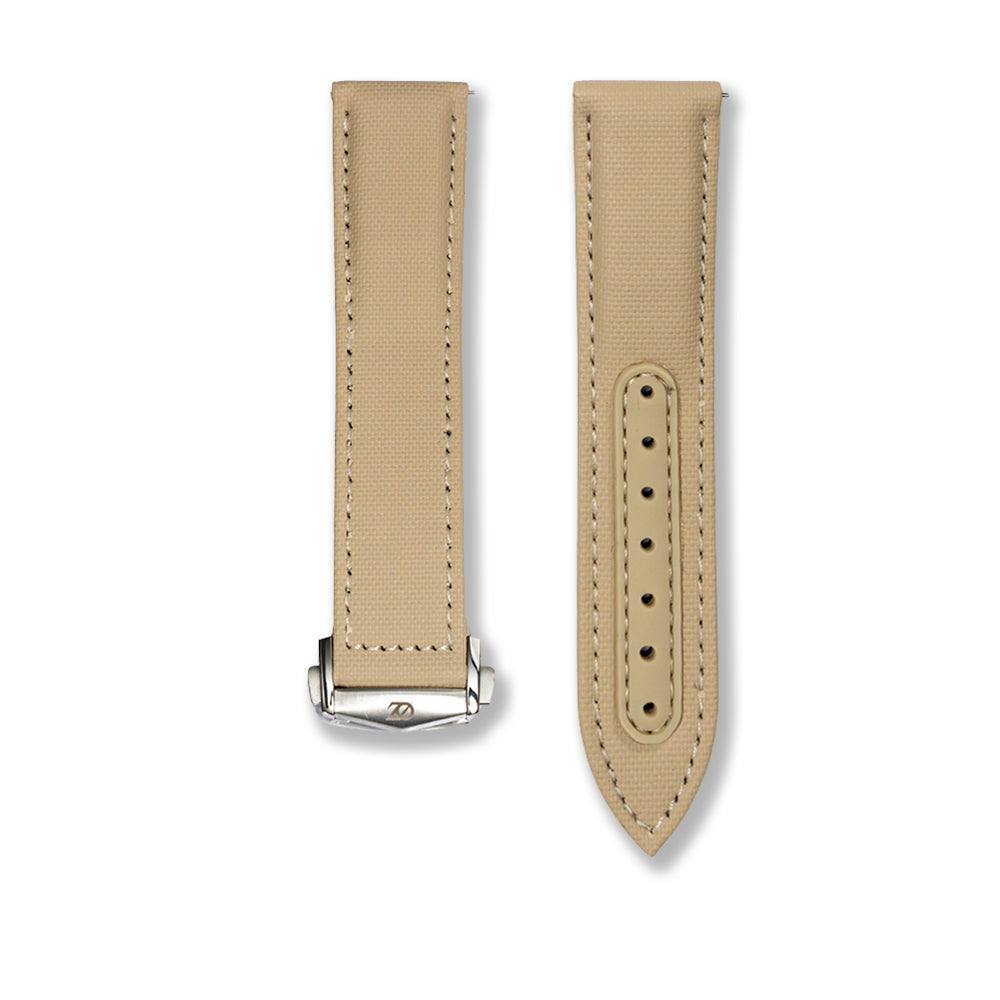 Zeyron 22mm Premium Sand Beige Sailcloth Butterfly Clasp Strap