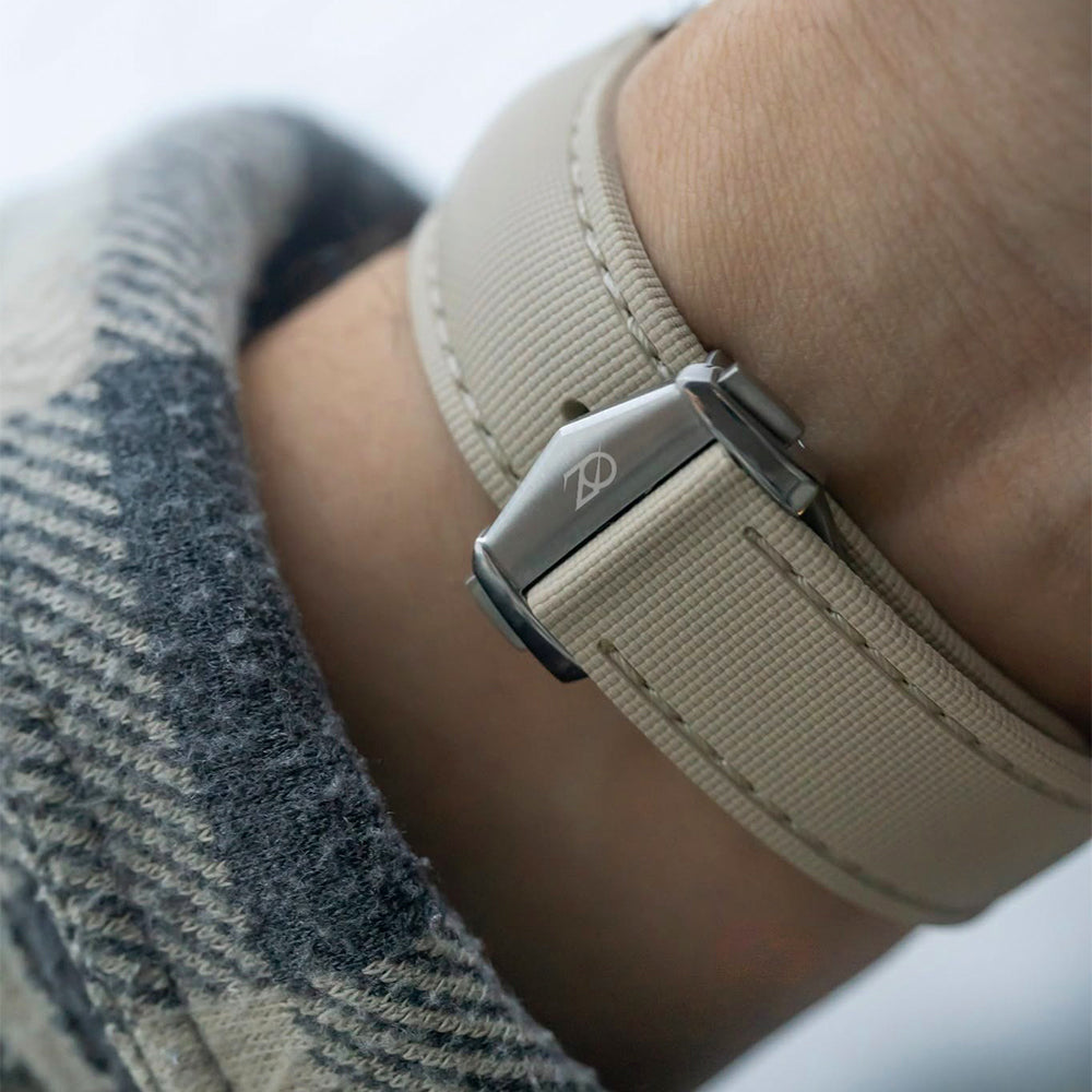Zeyron 22mm Premium Sand Beige Sailcloth Butterfly Clasp Strap